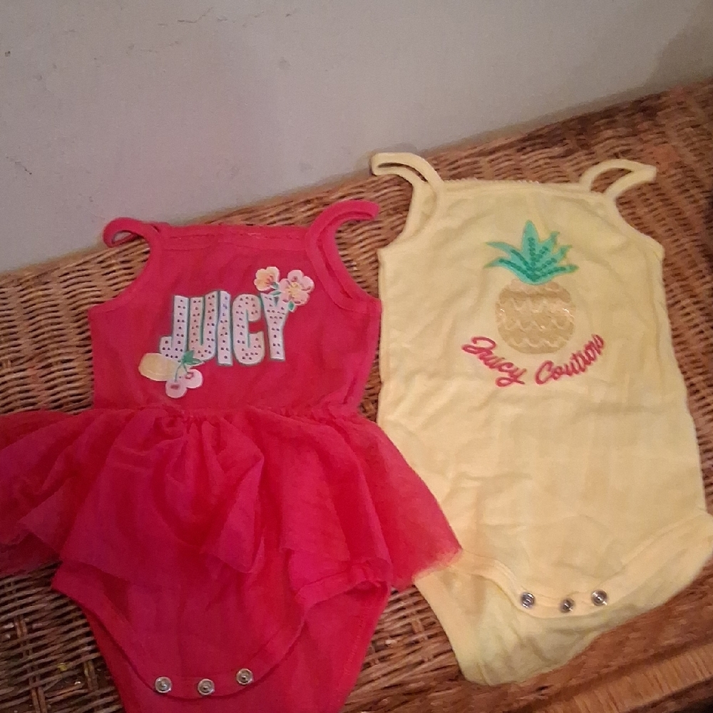 Juicy Couture Pink and Yellow Baby Onesies 12 Months